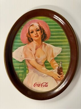 Coca Cola Pink Lady Portrait Oval Wall Plaque